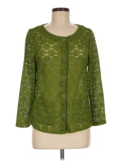 Pre-owned Susan Graver 3/4 Sleeve Blouse In Green