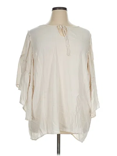 Pre-owned Susan Graver 3/4 Sleeve Blouse In Ivory