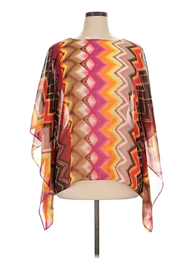 Pre-owned Susan Graver 3/4 Sleeve Blouse In Orange