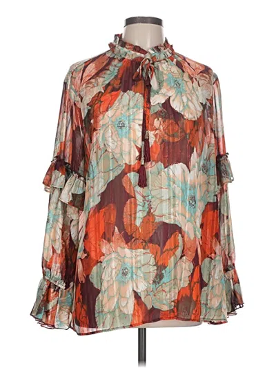 Pre-owned Susan Graver 3/4 Sleeve Blouse In Orange