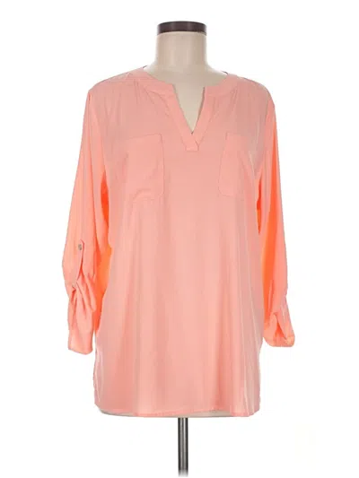 Pre-owned Susan Graver 3/4 Sleeve Blouse In Orange