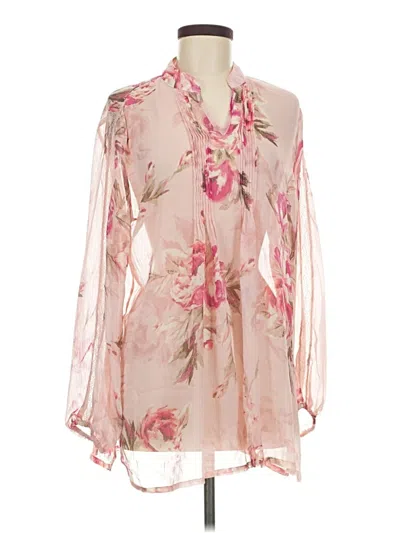 Pre-owned Susan Graver 3/4 Sleeve Blouse In Pink