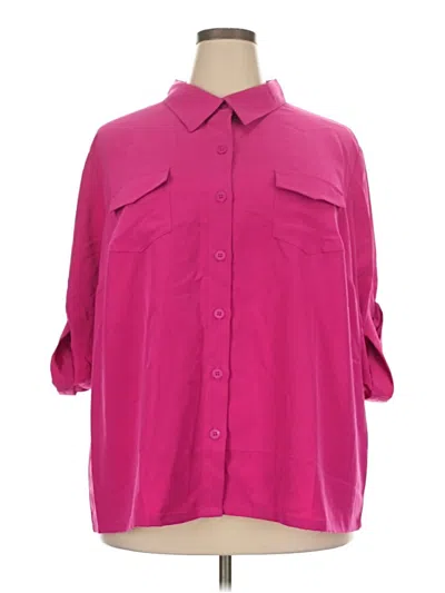 Pre-owned Susan Graver 3/4 Sleeve Blouse In Pink
