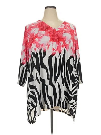 Pre-owned Susan Graver 3/4 Sleeve Blouse In Pink
