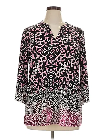 Pre-owned Susan Graver 3/4 Sleeve Blouse In Pink