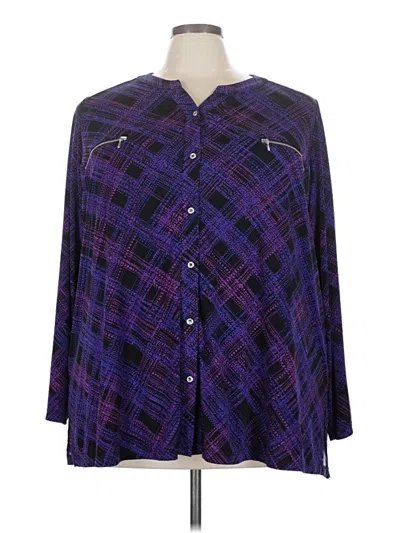 Pre-owned Susan Graver 3/4 Sleeve Blouse In Purple