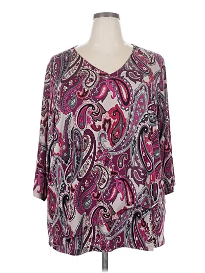 Pre-owned Susan Graver 3/4 Sleeve Blouse In Purple