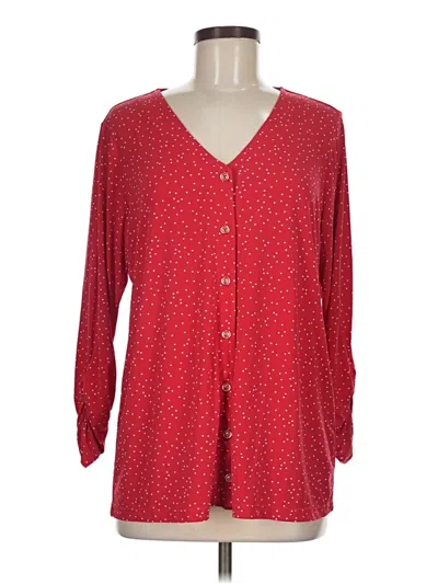Pre-owned Susan Graver 3/4 Sleeve Blouse In Red