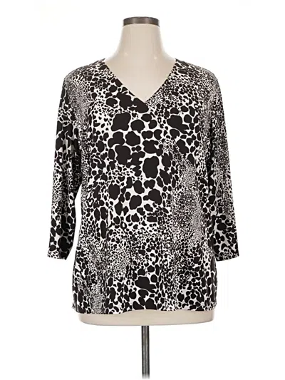 Pre-owned Susan Graver 3/4 Sleeve Blouse In Silver