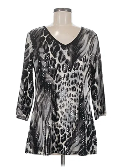 Pre-owned Susan Graver 3/4 Sleeve Blouse In Silver