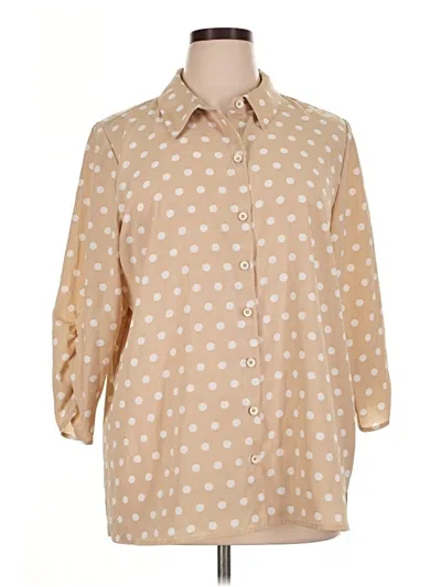 Pre-owned Susan Graver 3/4 Sleeve Blouse In Tan