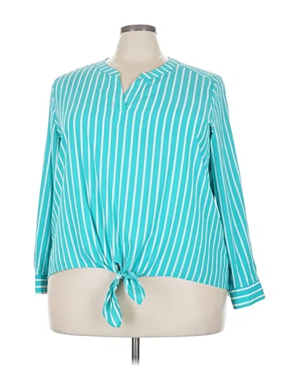 Pre-owned Susan Graver 3/4 Sleeve Blouse In Teal
