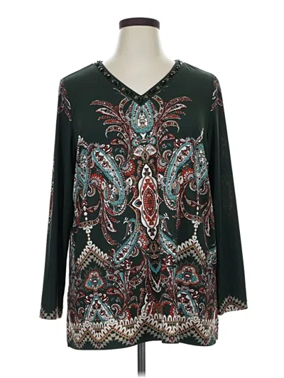 Pre-owned Susan Graver 3/4 Sleeve Blouse In Teal