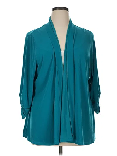 Pre-owned Susan Graver 3/4 Sleeve Blouse In Teal