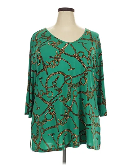 Pre-owned Susan Graver 3/4 Sleeve Blouse In Teal