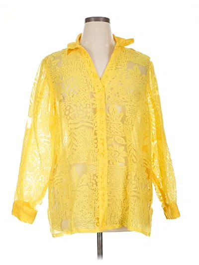 Pre-owned Susan Graver 3/4 Sleeve Blouse In Yellow