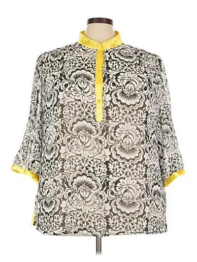 Pre-owned Susan Graver 3/4 Sleeve Blouse In Yellow