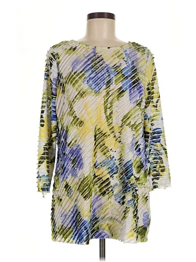 Pre-owned Susan Graver 3/4 Sleeve Blouse In Yellow