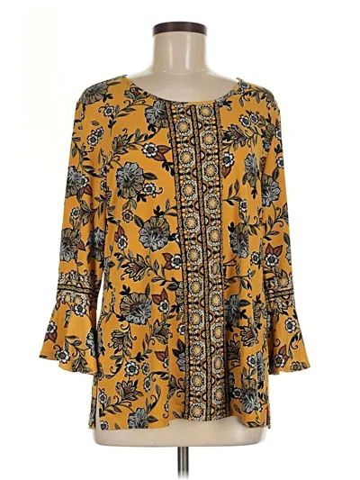 Pre-owned Susan Graver 3/4 Sleeve Blouse In Yellow