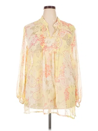 Pre-owned Susan Graver 3/4 Sleeve Blouse In Yellow