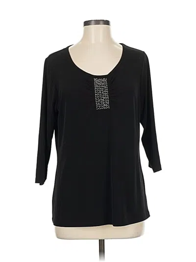 Pre-owned Susan Graver 3/4 Sleeve T-shirt In Black