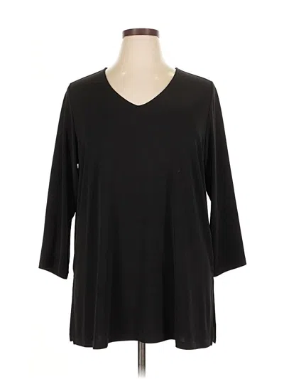 Pre-owned Susan Graver 3/4 Sleeve T-shirt In Black