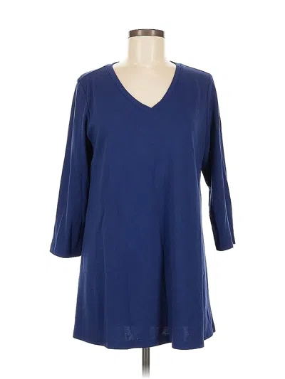 Pre-owned Susan Graver 3/4 Sleeve T-shirt In Blue