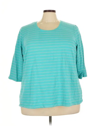 Pre-owned Susan Graver 3/4 Sleeve T-shirt In Blue