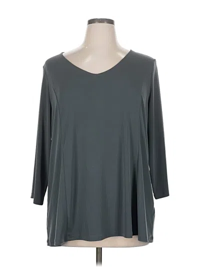 Pre-owned Susan Graver 3/4 Sleeve T-shirt In Gray
