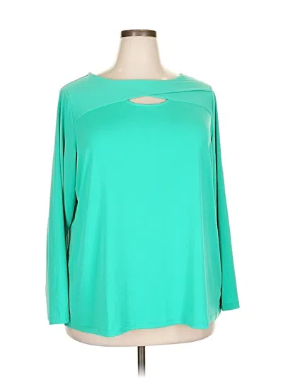 Pre-owned Susan Graver 3/4 Sleeve T-shirt In Green