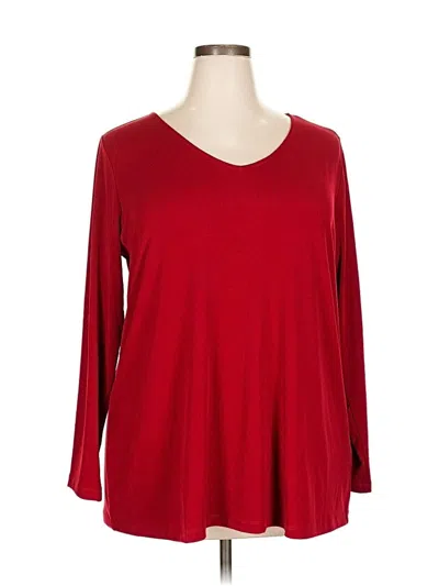 Pre-owned Susan Graver 3/4 Sleeve T-shirt In Red