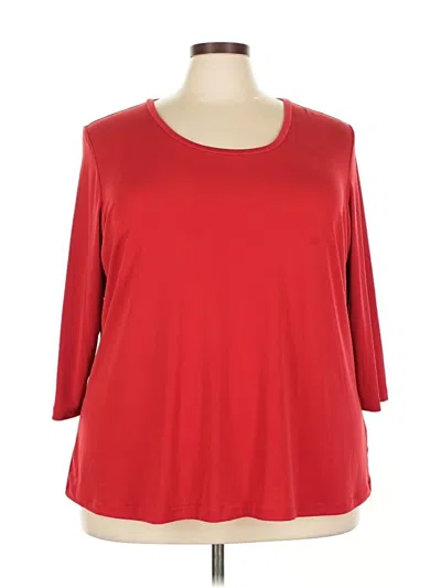 Pre-owned Susan Graver 3/4 Sleeve T-shirt In Red