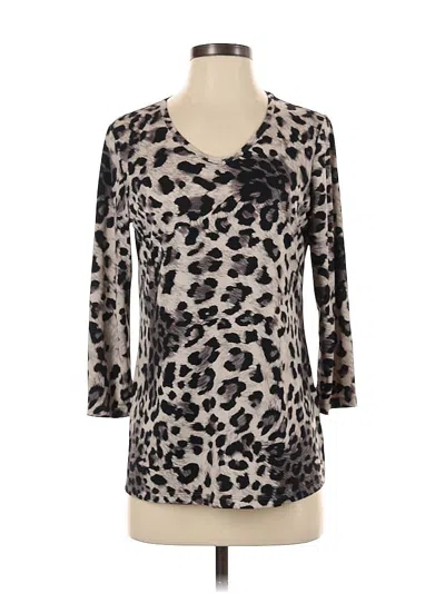 Pre-owned Susan Graver 3/4 Sleeve T-shirt In Silver