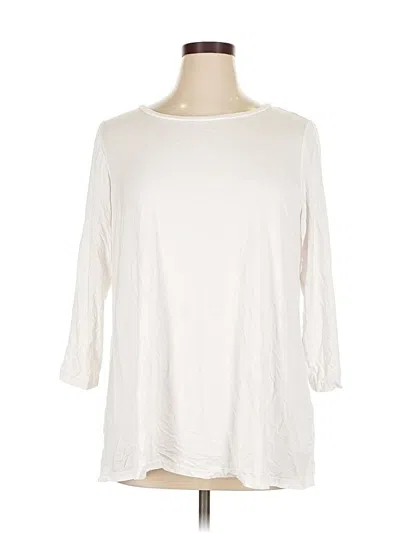 Pre-owned Susan Graver 3/4 Sleeve T-shirt In White