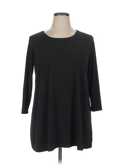 Pre-owned Susan Graver 3/4 Sleeve Top Black Boatneck Tops