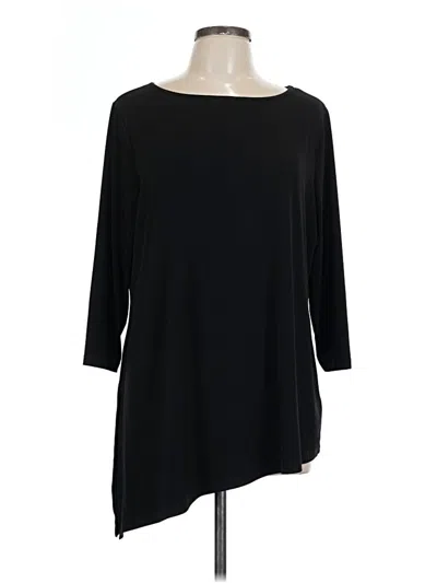 Pre-owned Susan Graver 3/4 Sleeve Top Black Boatneck Tops
