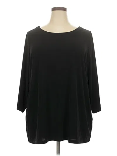 Pre-owned Susan Graver 3/4 Sleeve Top Black Boatneck Tops