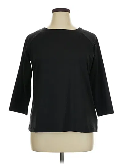 Pre-owned Susan Graver 3/4 Sleeve Top Black Boatneck Tops