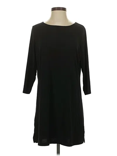 Pre-owned Susan Graver 3/4 Sleeve Top Black Boatneck Tops