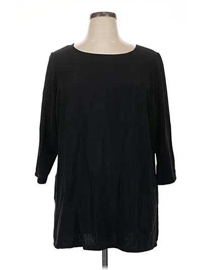 Pre-owned Susan Graver 3/4 Sleeve Top Black Boatneck Tops