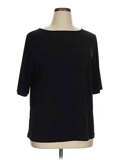 Pre-owned Susan Graver 3/4 Sleeve Top Black Boatneck Tops