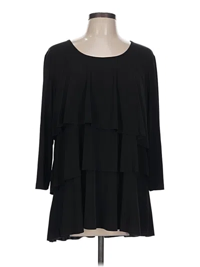 Pre-owned Susan Graver 3/4 Sleeve Top Black Boatneck Tops