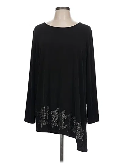 Pre-owned Susan Graver 3/4 Sleeve Top Black Boatneck Tops