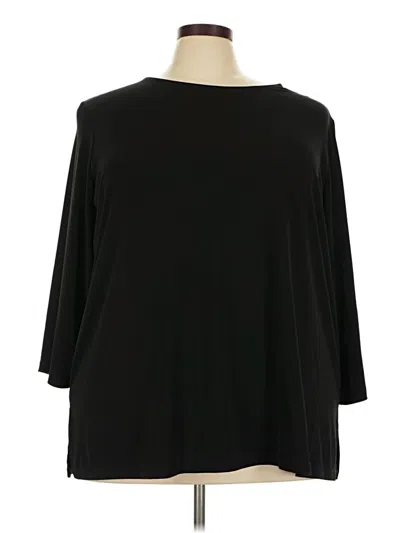 Pre-owned Susan Graver 3/4 Sleeve Top Black Boatneck Tops