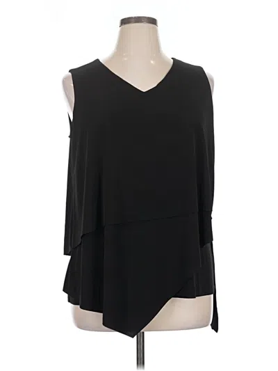 Pre-owned Susan Graver 3/4 Sleeve Top Black Cold Shoulder Neckline Tops