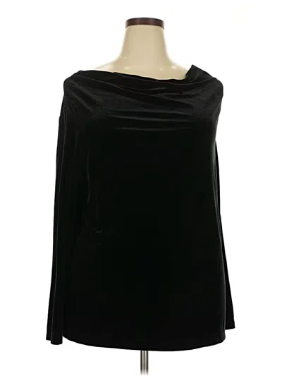 Pre-owned Susan Graver 3/4 Sleeve Top Black Cowl Neck Tops