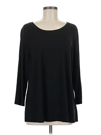 Pre-owned Susan Graver 3/4 Sleeve Top Black Scoop Neck Tops
