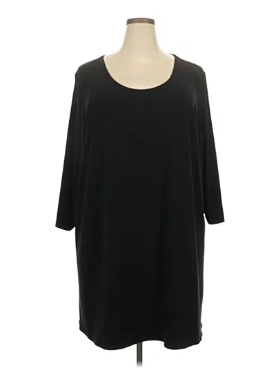 Pre-owned Susan Graver 3/4 Sleeve Top Black Scoop Neck Tops