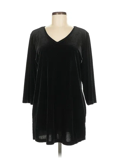 Pre-owned Susan Graver 3/4 Sleeve Top Black V Neck Tops