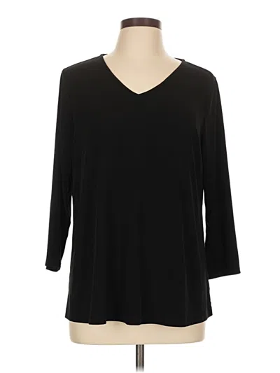 Pre-owned Susan Graver 3/4 Sleeve Top Black V-neck Tops